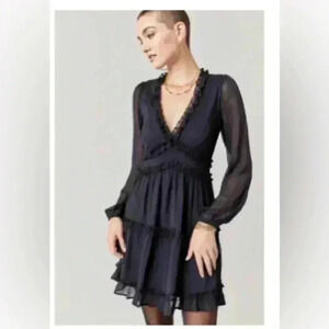 NWT - Ella Ruffle Mini Dress - Black (Size M)